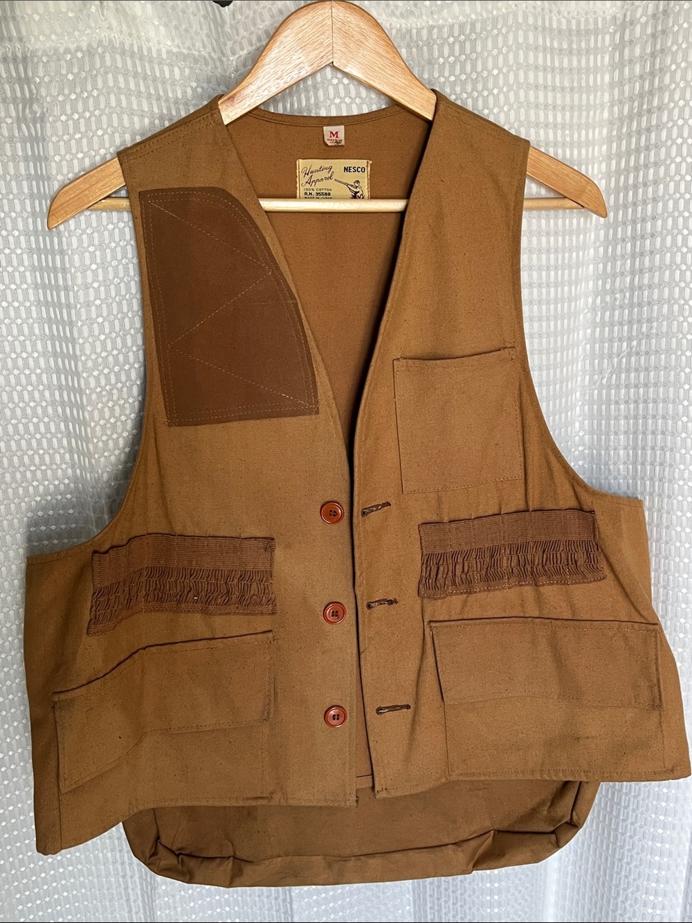 NESCO Vintage Hunting Vest Made in Japan Brown Canvas Utility Game Vest M
